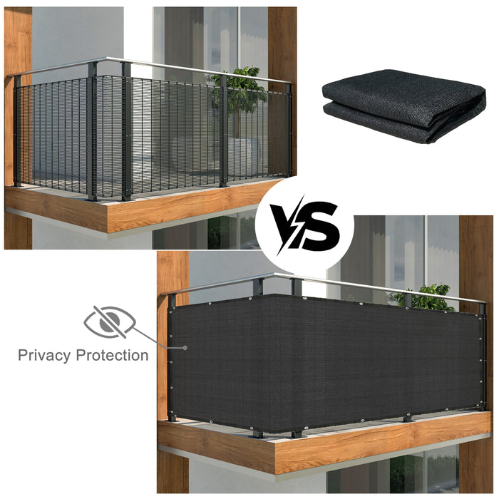 Commercial Balcony Windscreen Fence Privacy Screen Cover – Black
