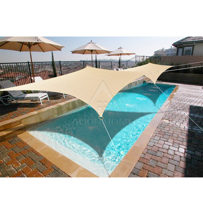 Permeable Sun Shade Sail Rectangle Canopy- UV Block Fabric Durable Patio Outdoor – Beige