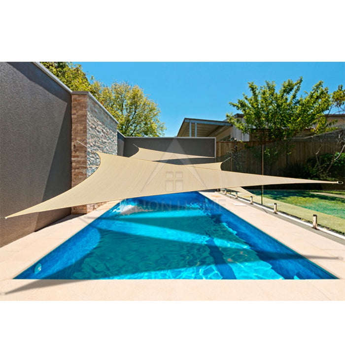 HDPE Permeable Triangle Sun Shade Sail Canopy Shade Awning Cover  – Beige