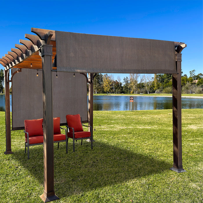 Breathable Pergola Shade Cover Replacement - Pergola Replacement Canopy Adjustable Sun Shade Cover with Heavy Duty Metal Weighted Rods - Grey