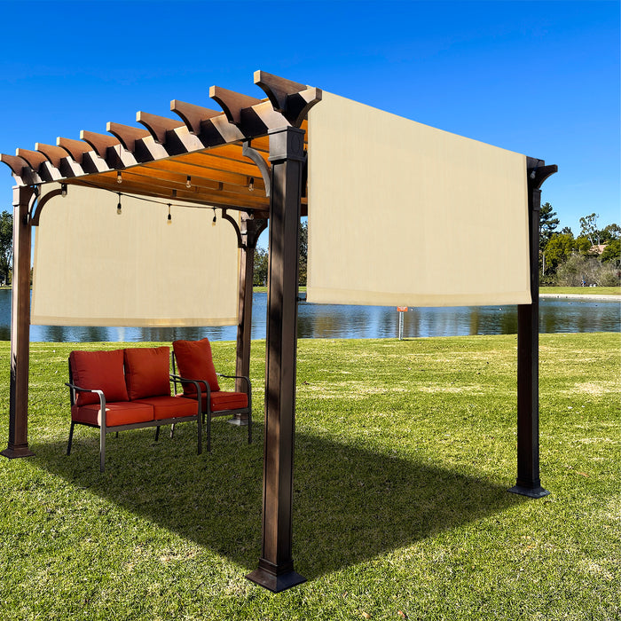 Breathable Pergola Shade Cover Replacement - Pergola Replacement Canopy Adjustable Sun Shade Cover with Heavy Duty Metal Weighted Rods - Grey