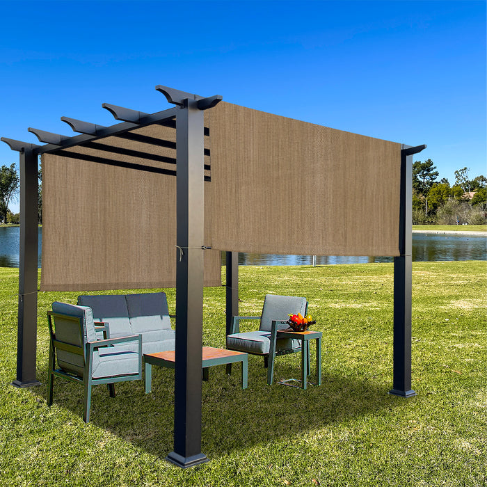 Breathable Pergola Shade Cover Replacement - Pergola Replacement Canopy Adjustable Sun Shade Cover with Heavy Duty Metal Weighted Rods - Grey