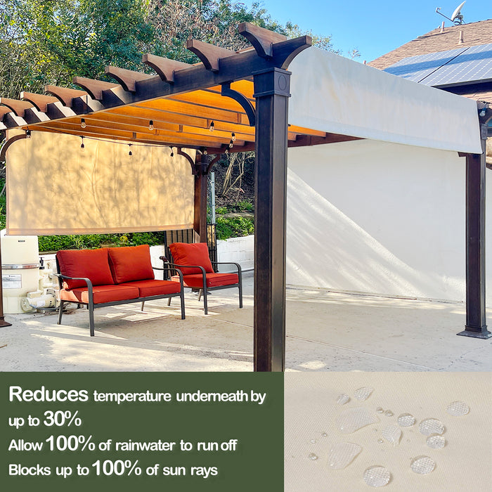 Waterproof Pergola Shade Cover Replacement Canopy with Rod Pockets – Beige