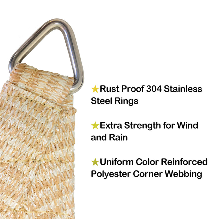 HDPE Permeable Triangle Sun Shade Sail Canopy Shade Awning Cover  – Beige