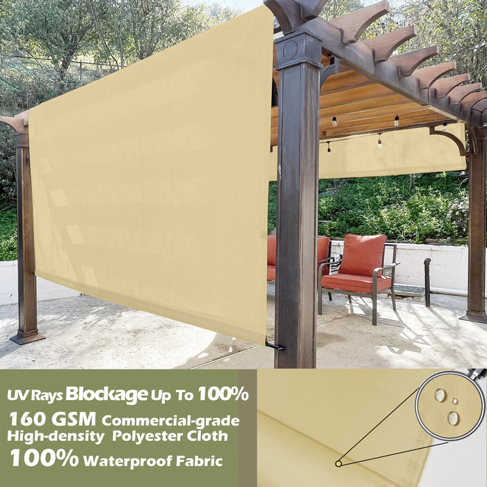 Waterproof Pergola Shade Cover Replacement Canopy with Rod Pockets – Sand