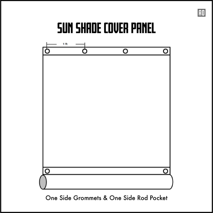 HDPE Sun Shade Cover Panel with 1-Side Grommets & 1-Side Rod Pocket – Smoke Tan