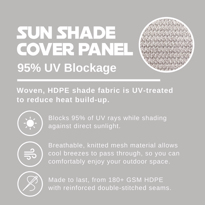 HDPE Sun Shade Cover Panel with 1-Side Grommets & 1-Side Rod Pocket – Smoke Tan