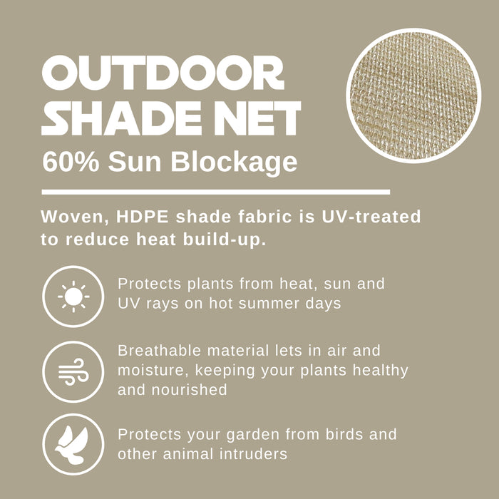 Garden Net with 60% UV Block Shade Cloth with Grommets – Beige