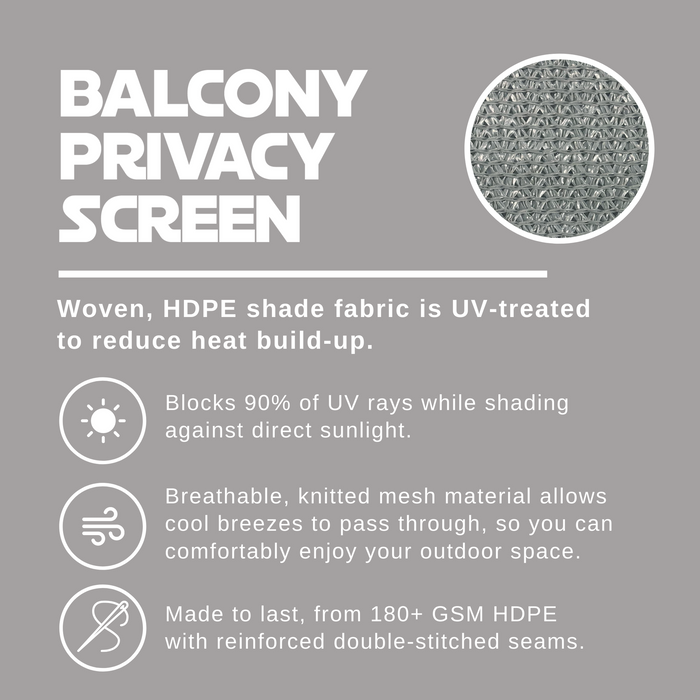 Commercial Balcony Windscreen Fence Privacy Screen Cover – Grey