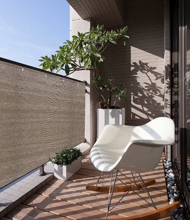 2ft, 3ft, 4ft, 5ft, 6ft, 8ft and 10ft Tall Custom Commercial Balcony Windscreen Fence Privacy Screen Cover Reinforced with Hems and Grommets on 4 sides – Walnut