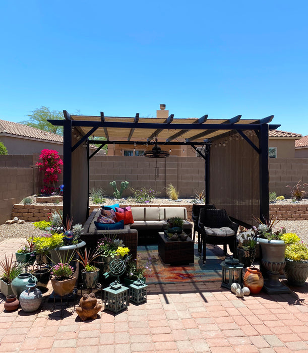 HDPE Breathable Pergola Shade Cover Replacement with Rod Pockets – Walnut