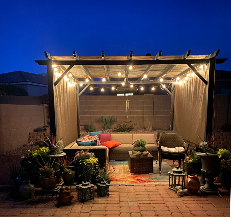 HDPE Breathable Pergola Shade Cover Replacement with Rod Pockets – Walnut