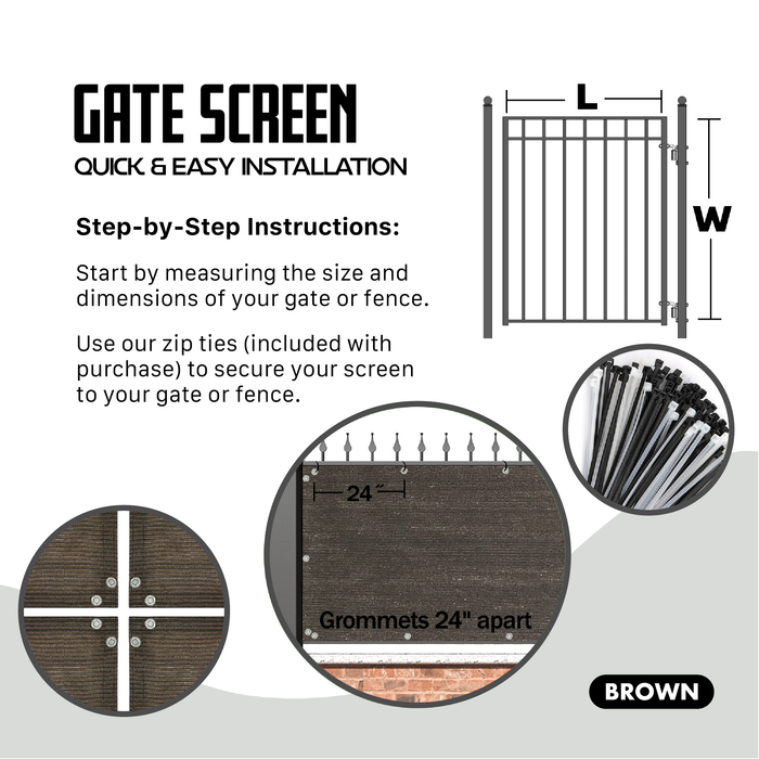 Gate Screen Cover Gate Privacy Screen Privacy Barrier for Fence, Railing, Gate, Driveway – Brown
