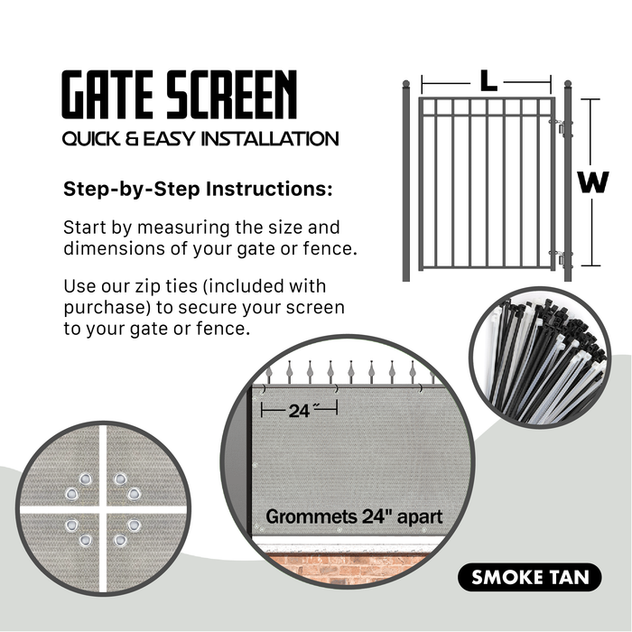 Gate Screen Cover Gate Privacy Screen Privacy Barrier for Fence, Railing, Gate, Driveway – Smoke Tan