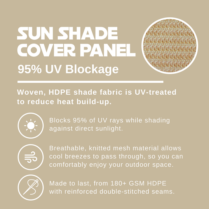 HDPE Sun Shade Cover Panel with 2-Side Grommets – Beige
