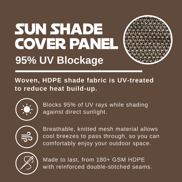 HDPE Sun Shade Cover Panel with 2-Side Grommets – Brown
