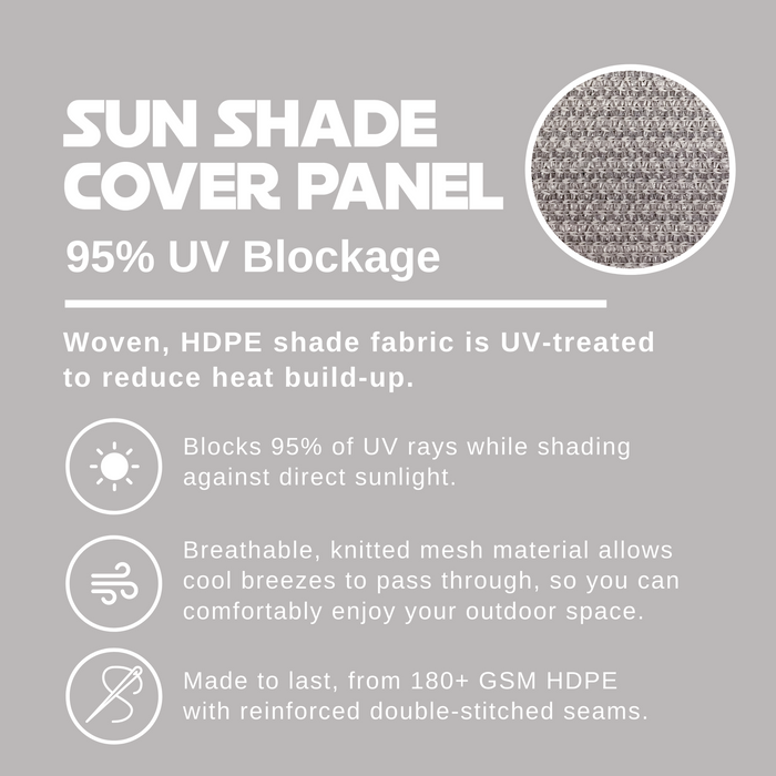 HDPE Sun Shade Cover Panel with 2-Side Grommets – Smoke Tan