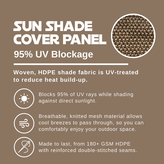 HDPE Sun Shade Cover Panel with 2-Side Grommets – Walnut