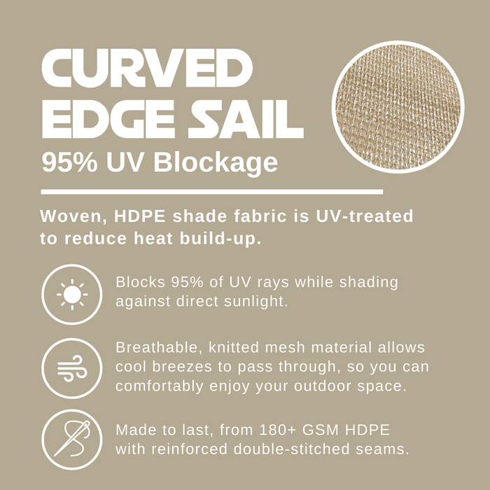 Permeable Sun Shade Sail Rectangle Canopy- UV Block Fabric Durable Patio Outdoor – Beige