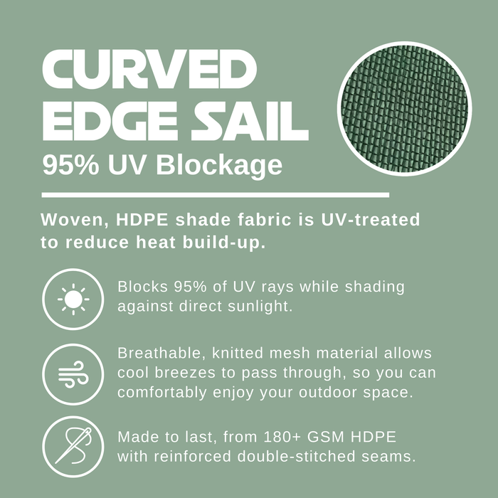 Breathable Curved-Edge Sun Shade Sail Canopy Cover – Green