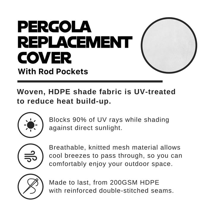 HDPE Pergola Cover with Rod Pockets – White