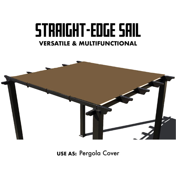 Heavy Duty Straight-Edge Rectangle Sail with Grommets on 4 Sides – Brown