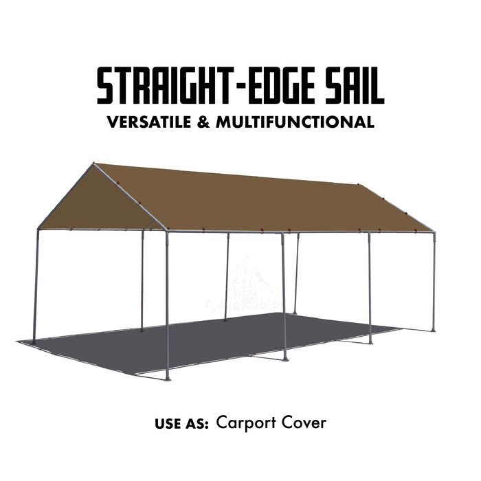 Heavy Duty Straight-Edge Rectangle Sail with Grommets on 4 Sides – Brown