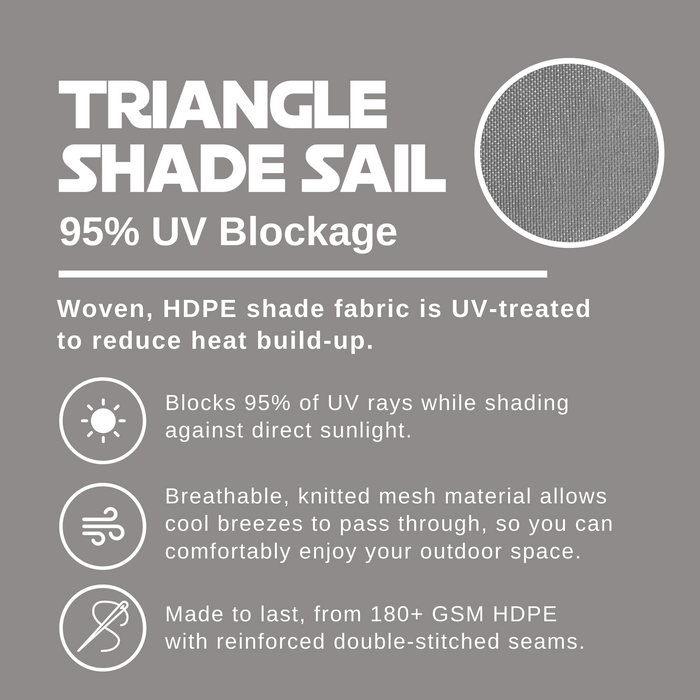 HDPE Triangle Sun Shade Sail – Grey
