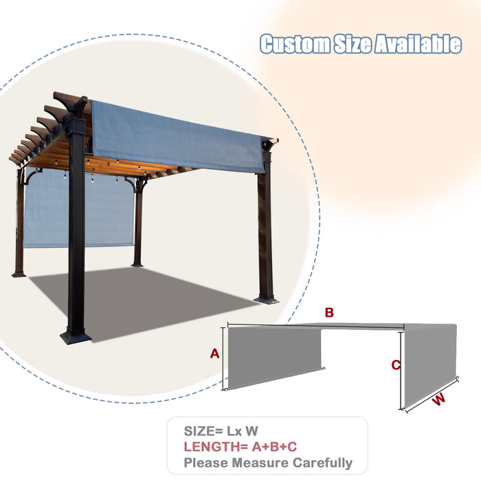 Breathable Pergola Shade Cover Replacement - Pergola Replacement Canopy Adjustable Sun Shade Cover with Heavy Duty Metal Weighted Rods - Grey