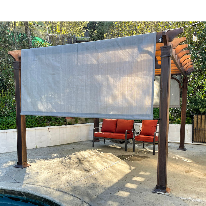 Breathable Pergola Shade Cover Replacement - Pergola Replacement Canopy Adjustable Sun Shade Cover with Heavy Duty Metal Weighted Rods - Grey