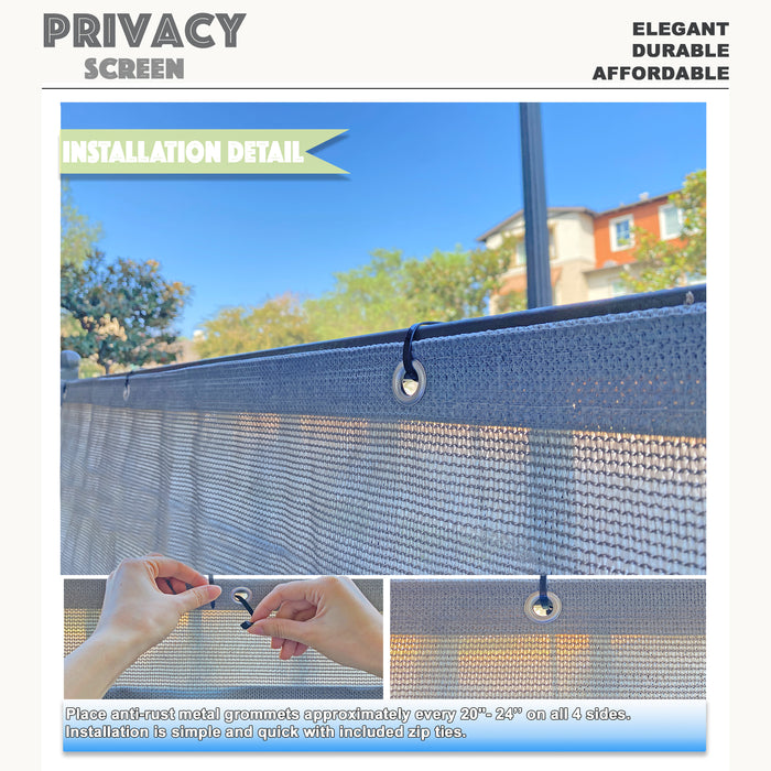 Commercial Balcony Windscreen Fence Privacy Screen Cover – Grey