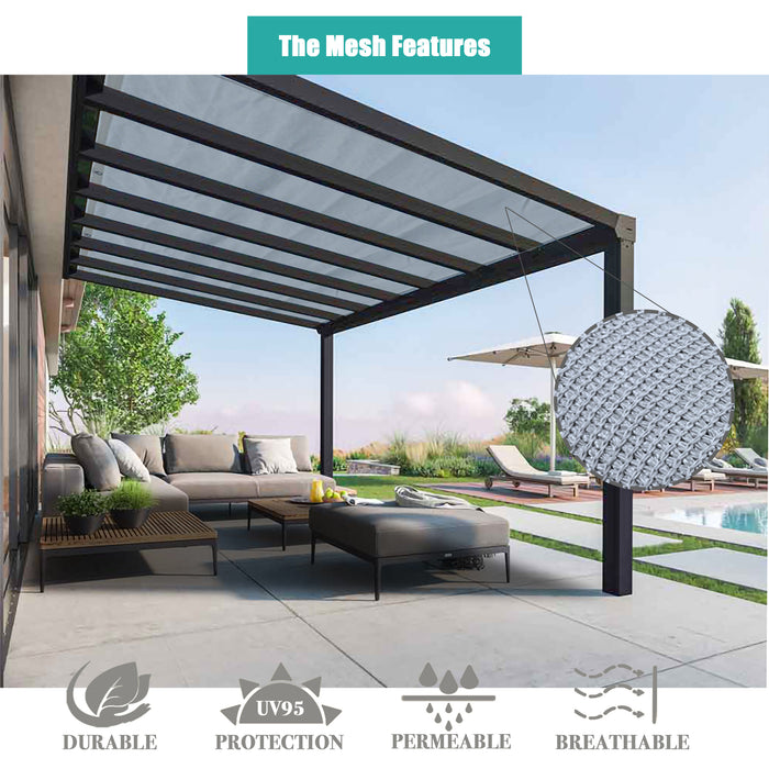 HDPE Pergola & Patio Sun Shade Cover Panel 90% Shade Cloth with Grommets – Grey