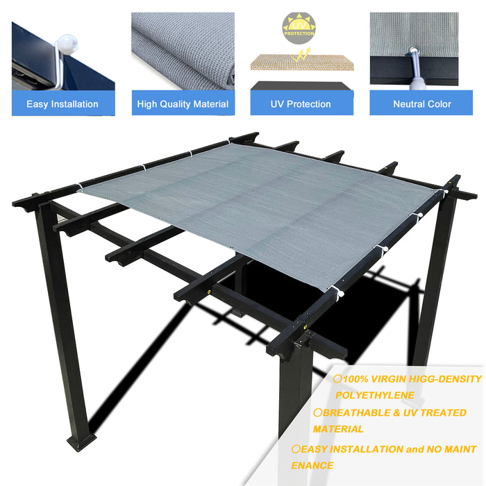 HDPE Pergola & Patio Sun Shade Cover Panel 90% Shade Cloth with Grommets – Grey