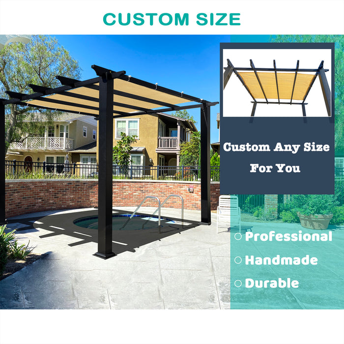 HDPE Pergola & Patio Sun Shade Cover Panel 90% Shade Cloth with Grommets - Sand