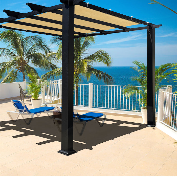 HDPE Pergola & Patio Sun Shade Cover Panel 90% Shade Cloth with Grommets - Sand