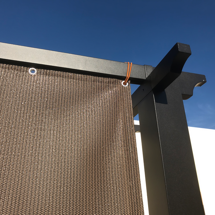 HDPE Sun Shade Cover Panel with 3-Side Grommets & 1-Side Rod Pocket – Brown
