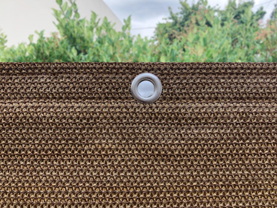 HDPE Sun Shade Cover Panel with 3-Side Grommets & 1-Side Rod Pocket – Brown