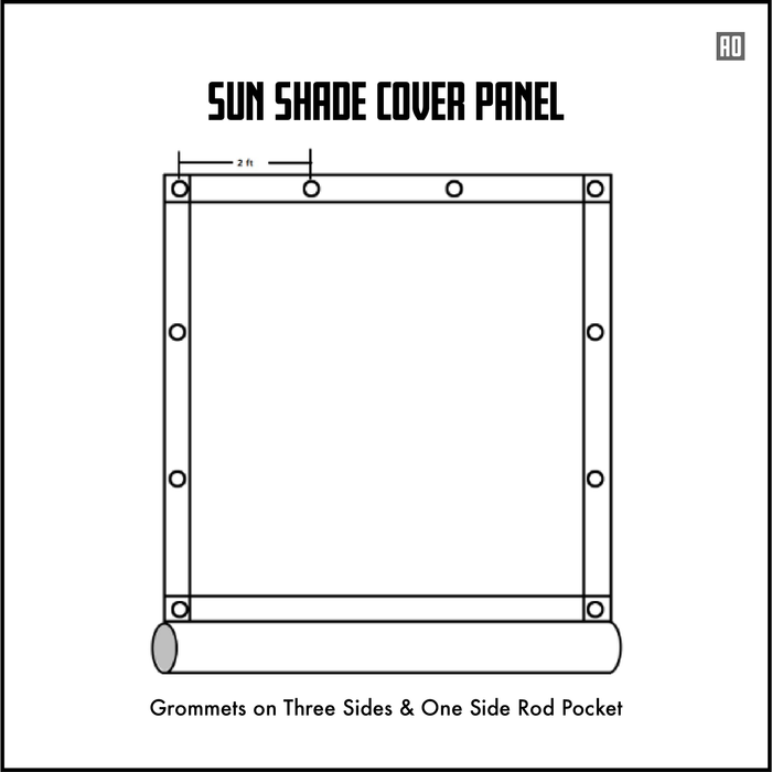 HDPE Sun Shade Cover Panel with 3-Side Grommets & 1-Side Rod Pocket – Smoke Tan