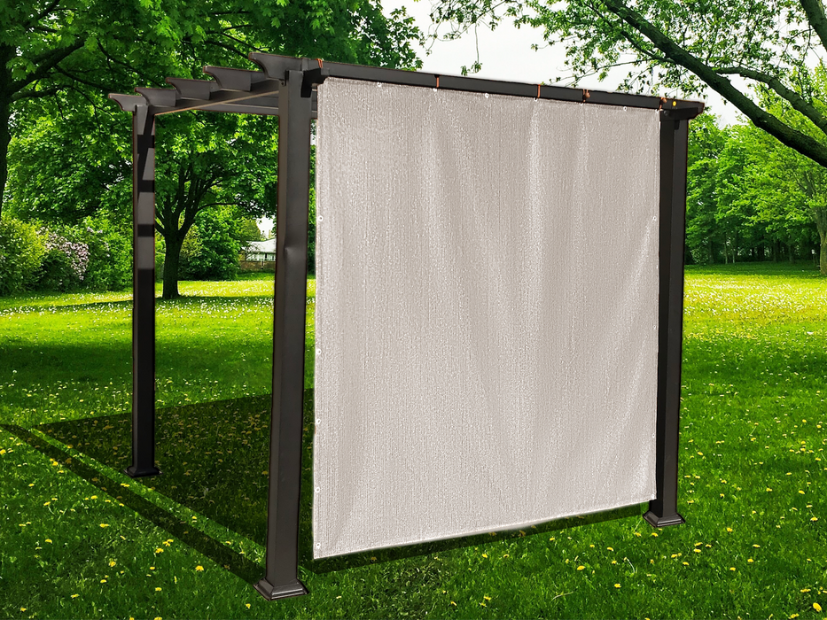 HDPE Sun Shade Cover Panel with 3-Side Grommets & 1-Side Rod Pocket – Smoke Tan