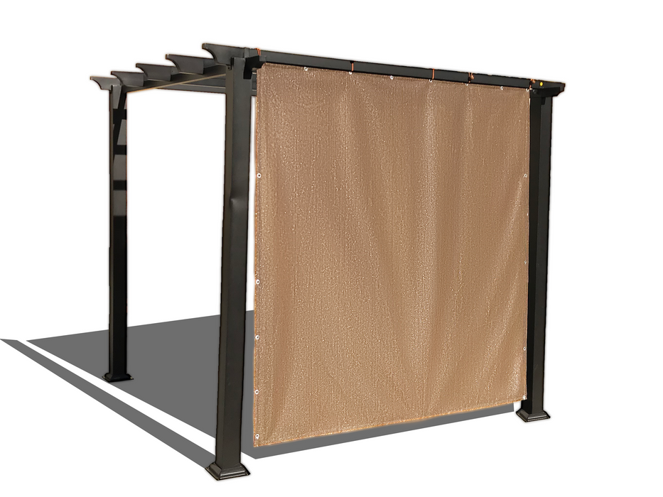 HDPE Sun Shade Cover Panel with 3-Side Grommets & 1-Side Rod Pocket – Walnut
