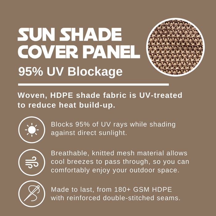 HDPE Sun Shade Cover Panel with 3-Side Grommets & 1-Side Rod Pocket – Walnut