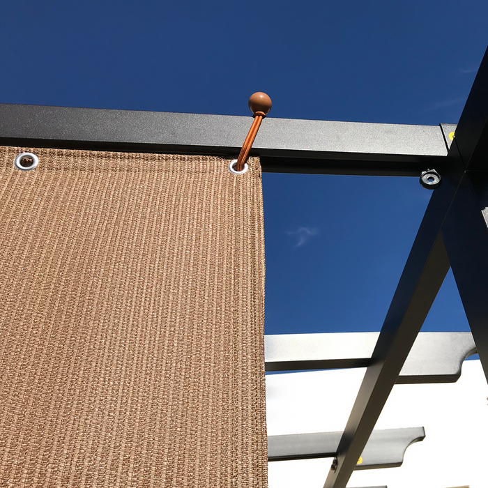 HDPE Sun Shade Cover Panel with 3-Side Grommets & 1-Side Rod Pocket – Walnut