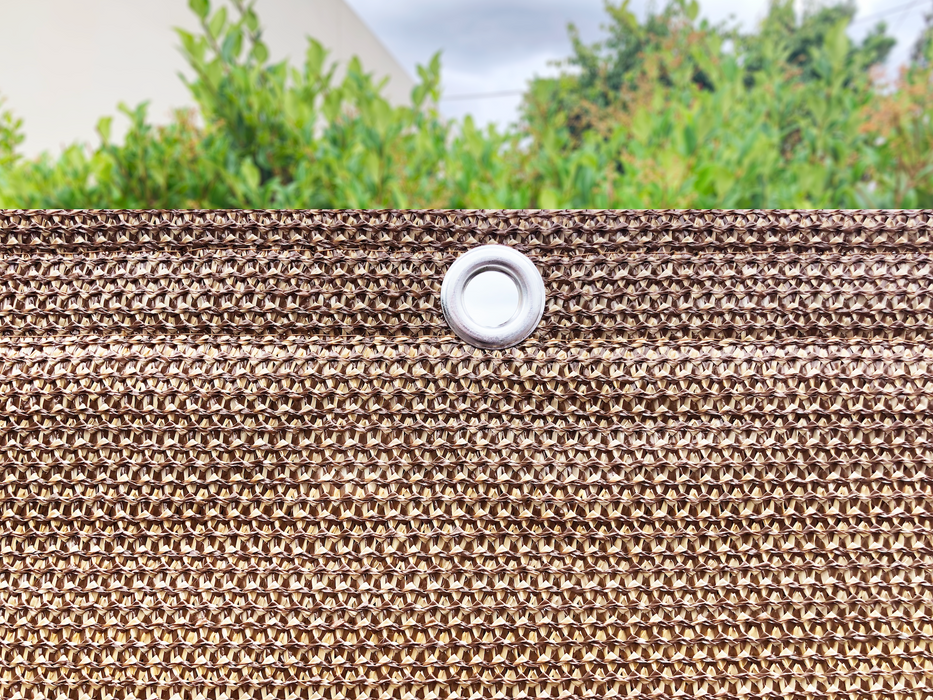 HDPE Sun Shade Cover Panel with 3-Side Grommets & 1-Side Rod Pocket – Walnut