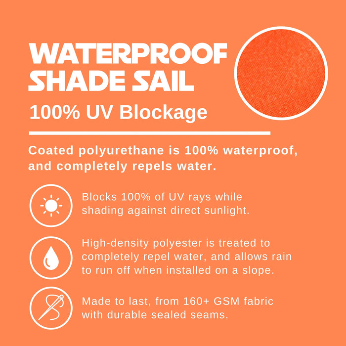 Waterproof Curved-Edge Rectangle Sail – Tangerine Orange
