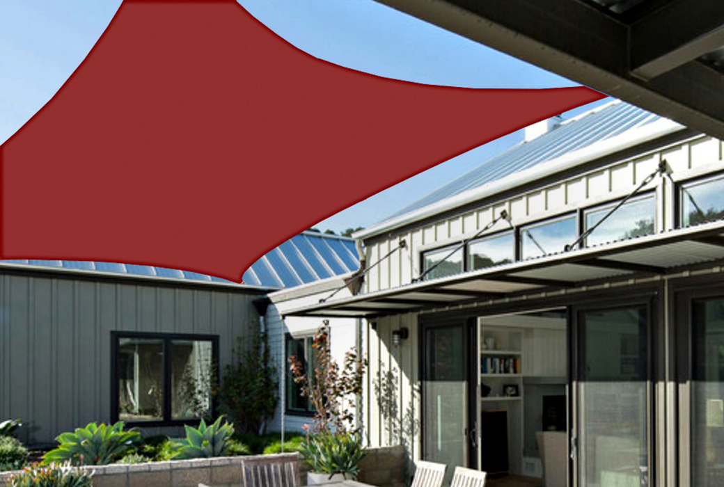 Waterproof Curved-Edge Square Sail – Burgundy Red