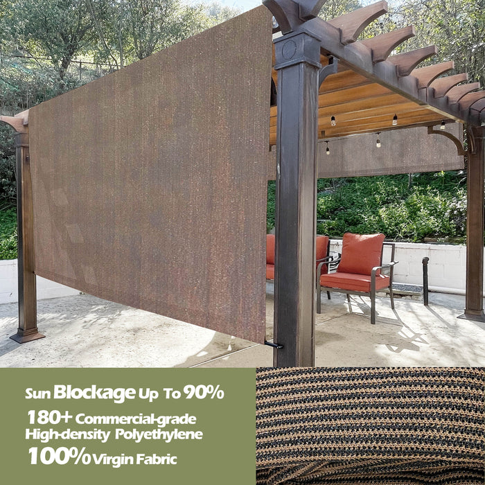 HDPE Breathable Pergola Shade Cover Replacement with Rod Pockets – Brown