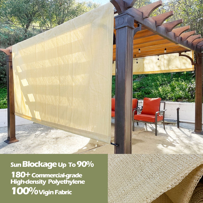 HDPE Breathable Pergola Shade Cover Replacement with Rod Pockets - Sand