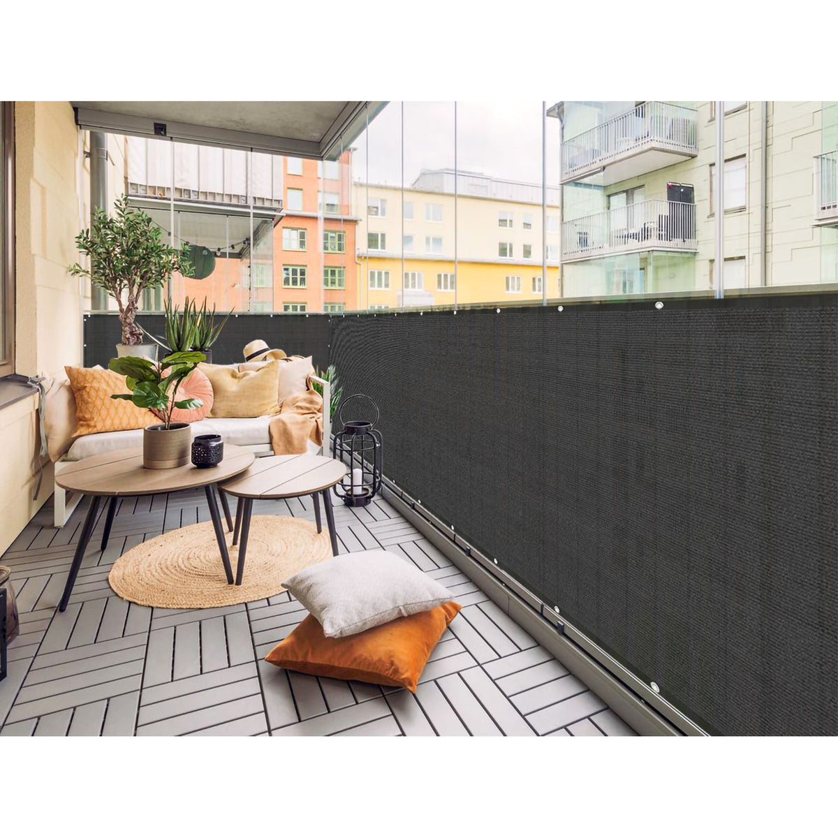 Privacy Display Cover Commercial Balcony Windscreen Fence Privacy Screen Cover – Black ...
