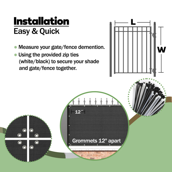 Gate Screen Cover Gate Privacy Screen Privacy Barrier for Fence, Railing, Gate, Driveway – Black