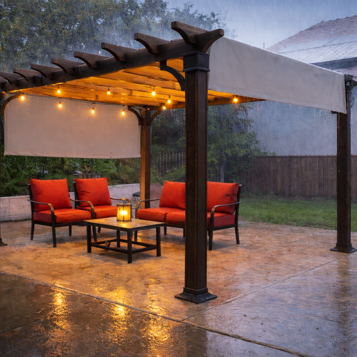 Waterproof Pergola Shade Cover Replacement Canopy with Rod Pockets – Grey